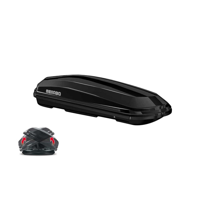 Menabo Diamond 450 Litre Black Roof Box with Duo / Dual  Opening (75kg Max.) Menabo - Bars 4 Cars