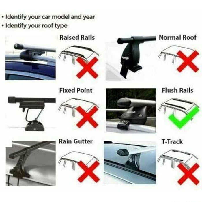 Roof Bars Rack Aluminium Black fits Hyundai Venue 2019- For Raised Rails