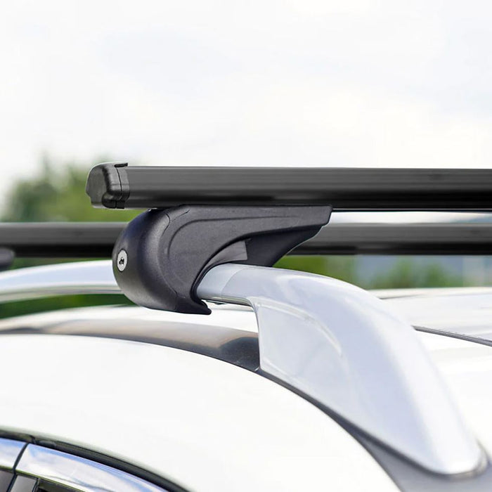 Roof Bars Rack Aluminium Black fits Volkswagen Golf 2009-2019 For Raised Rails