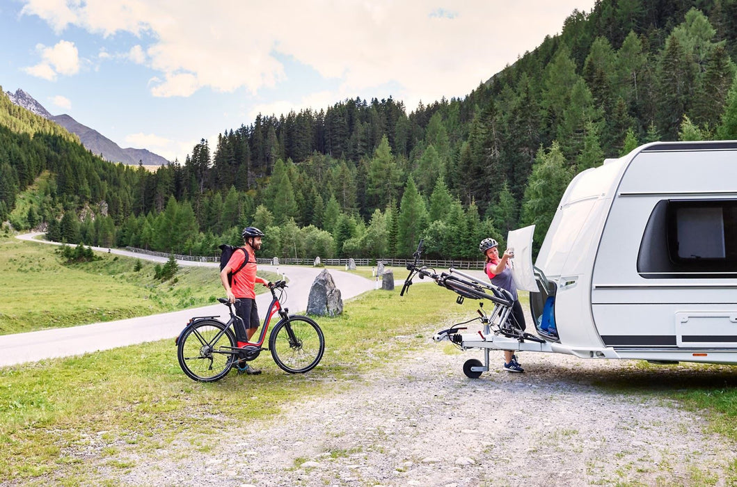 Thule Caravan Superb Standard 2-bike a-frame caravan bike rack anodised gray Thule - Bars 4 Cars