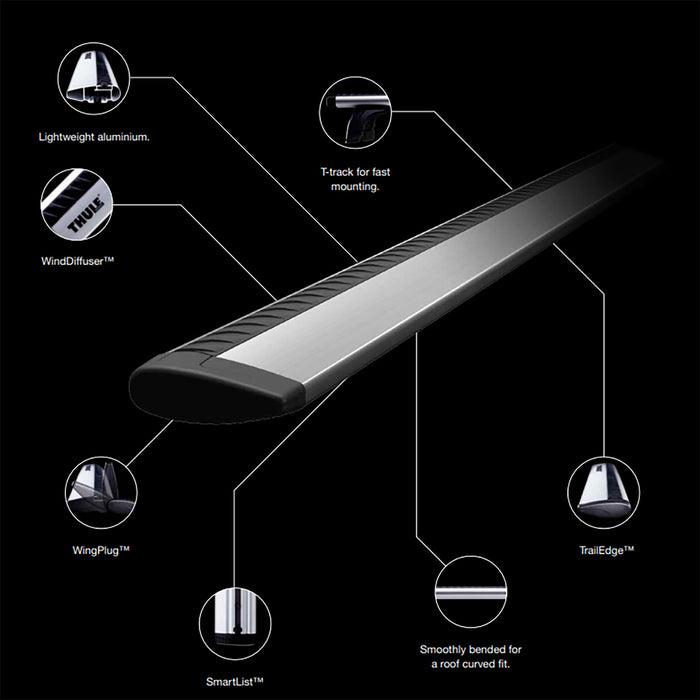 Thule WingBar Evo Roof Bars Aluminum fits Mitsubishi L200 Triton Double Cab 2015-2025 4 doors with Raised Rails and flush rail foot Thule - Bars 4 Cars